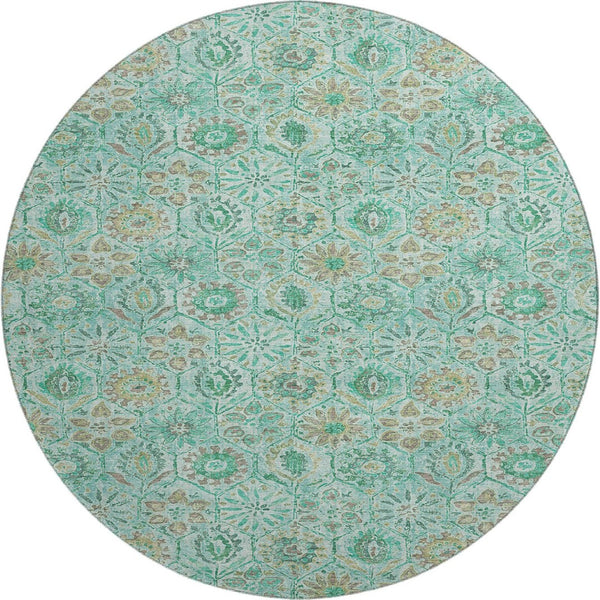 HomeRoots 8' X 10' Floral Washable Area Rug in Aqua & Beige – UV Protected, Stain-Resistant, Pet-Friendly Design 708641