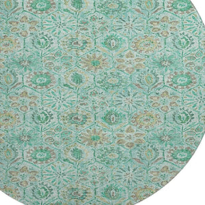 HomeRoots 8' X 10' Floral Washable Area Rug in Aqua & Beige – UV Protected, Stain-Resistant, Pet-Friendly Design 708641