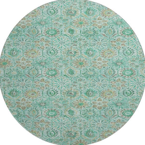 HomeRoots 8' X 10' Floral Washable Area Rug in Aqua & Beige – UV Protected, Stain-Resistant, Pet-Friendly Design 708641