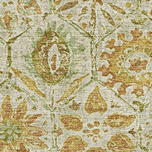 HomeRoots 5' X 8' Beige and Gold Floral Area Rug – Washable, UV-Protected, Kid & Pet-Friendly for Any Room 708645