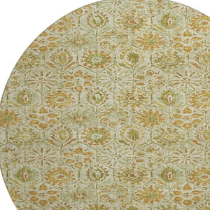HomeRoots 8' X 10' Beige & Gold Floral Washable Area Rug - UV Protected, Durable & Easy-Care for Family Life 708647