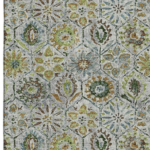 HomeRoots 5' X 8' Washable Green Gray Copper Floral Area Rug with UV Protection - Durable & Stylish Design 708651
