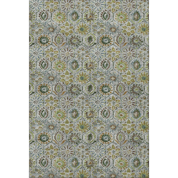 HomeRoots 5' X 8' Washable Green Gray Copper Floral Area Rug with UV Protection - Durable & Stylish Design 708651
