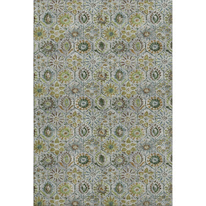 HomeRoots 10' Floral Washable Area Rug in Green, Gray & Copper with UV Protection for Durable Everyday Use 708655