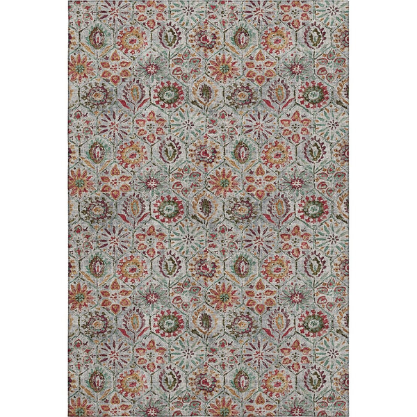 HomeRoots 5' X 8' Elegant Rust Gray Floral Area Rug - Washable, UV Protected, Stain Resistant for High Traffic Areas 708657