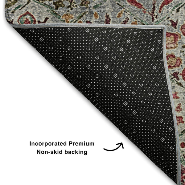 HomeRoots 5' X 8' Elegant Rust Gray Floral Area Rug - Washable, UV Protected, Stain Resistant for High Traffic Areas 708657