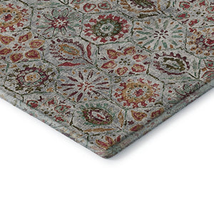 HomeRoots 5' X 8' Elegant Rust Gray Floral Area Rug - Washable, UV Protected, Stain Resistant for High Traffic Areas 708657