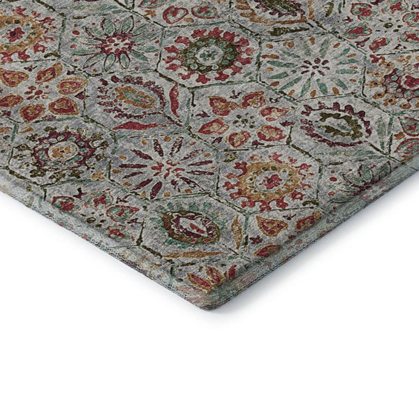 HomeRoots 5' X 8' Elegant Rust Gray Floral Area Rug - Washable, UV Protected, Stain Resistant for High Traffic Areas 708657