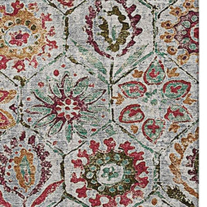 HomeRoots 5' X 8' Elegant Rust Gray Floral Area Rug - Washable, UV Protected, Stain Resistant for High Traffic Areas 708657