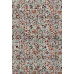 HomeRoots 9' X 12' Washable Rust Gray Silver Floral Area Rug with UV Fade Protection for Busy Homes & Style 708660