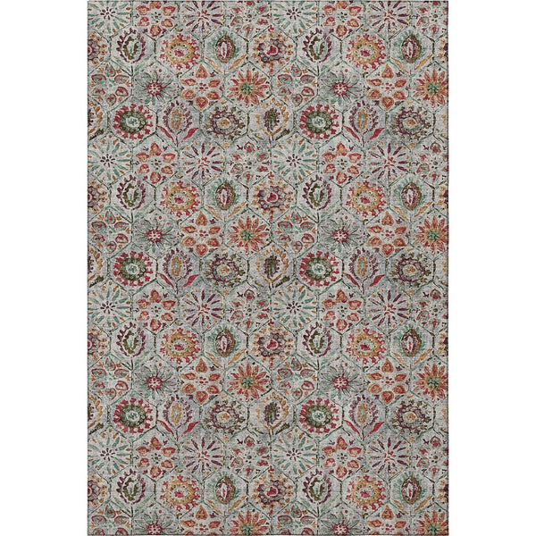 HomeRoots 9' X 12' Washable Rust Gray Silver Floral Area Rug with UV Fade Protection for Busy Homes & Style 708660