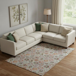 HomeRoots 10' X 14' Stylish Rust Gray Floral Area Rug - Durable, Washable, UV Protected, Non-Slip Backing! 708661