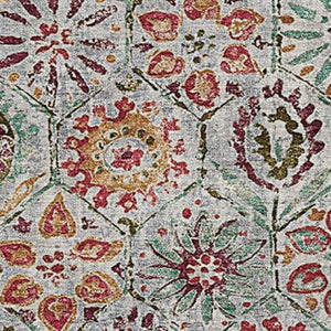 HomeRoots 10' X 14' Stylish Rust Gray Floral Area Rug - Durable, Washable, UV Protected, Non-Slip Backing! 708661