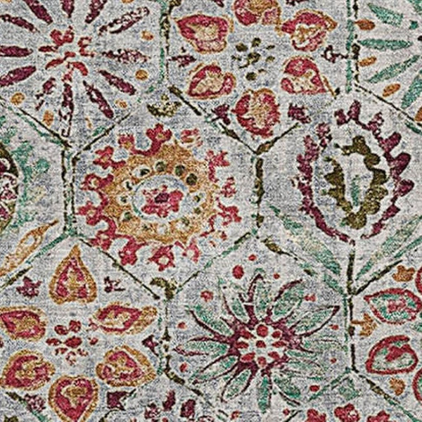 HomeRoots 10' X 14' Stylish Rust Gray Floral Area Rug - Durable, Washable, UV Protected, Non-Slip Backing! 708661