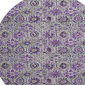 HomeRoots 8' X 10' Floral Washable Area Rug in Purple, Gray & Silver - UV Protected, Durable & Stylish Design 708665