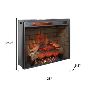 28 Inch Faux Brick Metal Electric Fireplace with Built-in Speaker for Modern Living