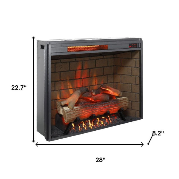 28 Inch Faux Brick Metal Electric Fireplace with Built-in Speaker for Modern Living