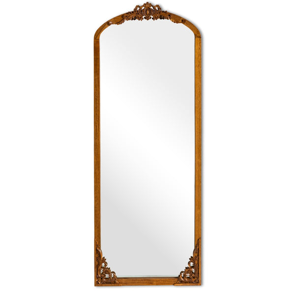 HomeRoots Black Wood Arched Freestanding Accent Mirror - Elegant Ornate Frame for Modern & Traditional Decor 708706