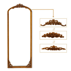 HomeRoots Black Wood Arched Freestanding Accent Mirror - Elegant Ornate Frame for Modern & Traditional Decor 708706