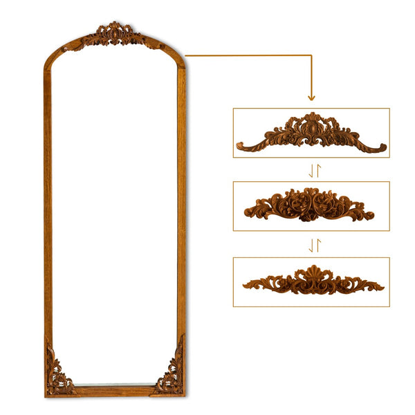 HomeRoots Black Wood Arched Freestanding Accent Mirror - Elegant Ornate Frame for Modern & Traditional Decor 708706