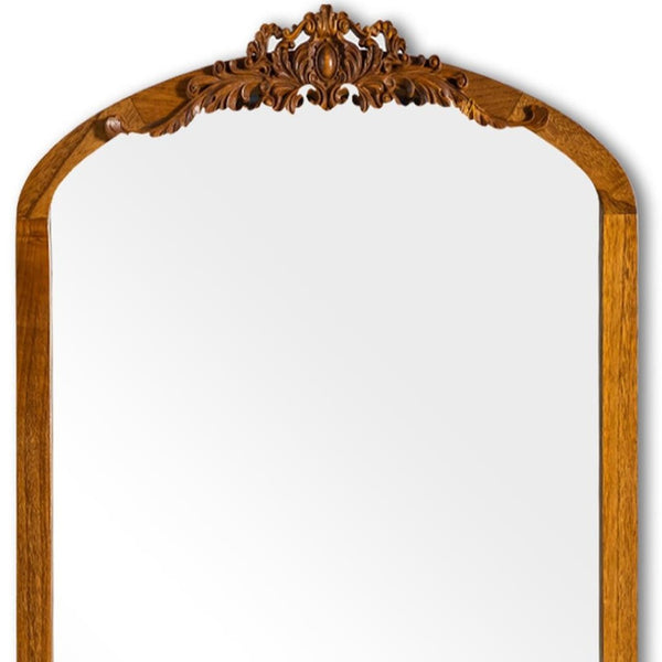 HomeRoots Black Wood Arched Freestanding Accent Mirror - Elegant Ornate Frame for Modern & Traditional Decor 708706