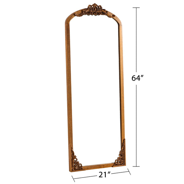HomeRoots Black Wood Arched Freestanding Accent Mirror - Elegant Ornate Frame for Modern & Traditional Decor 708706