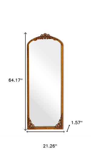 HomeRoots Black Wood Arched Freestanding Accent Mirror - Elegant Ornate Frame for Modern & Traditional Decor 708706
