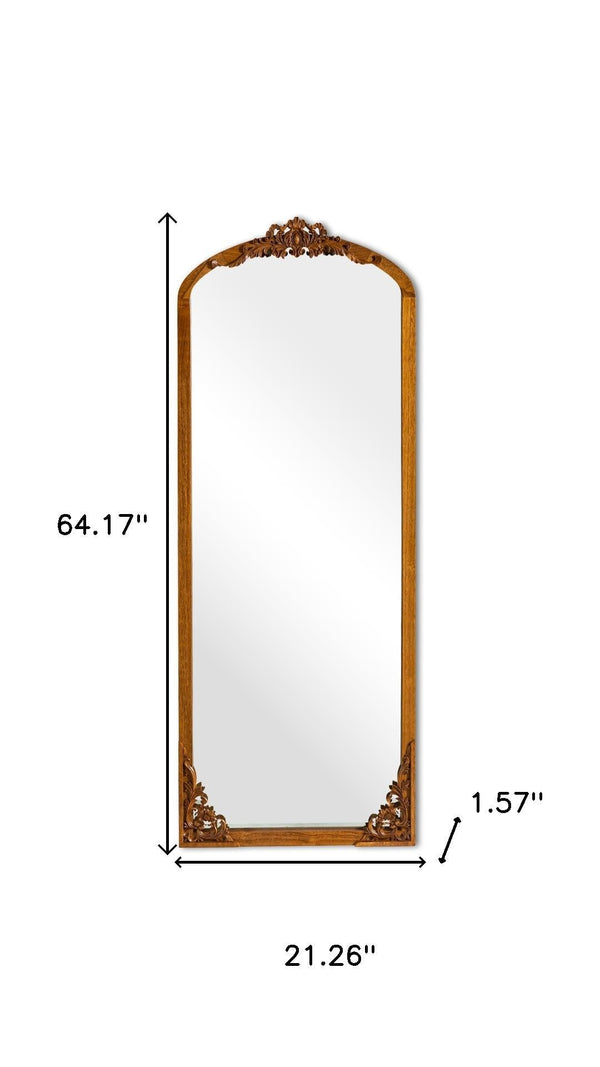 HomeRoots Black Wood Arched Freestanding Accent Mirror - Elegant Ornate Frame for Modern & Traditional Decor 708706