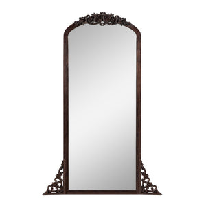 HomeRoots Black Wood Arch Freestanding Mirror - Elegant Ornate Framed Accent for Stylish Home Decor Spaces 708707