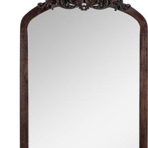 HomeRoots Black Wood Arch Freestanding Mirror - Elegant Ornate Framed Accent for Stylish Home Decor Spaces 708707
