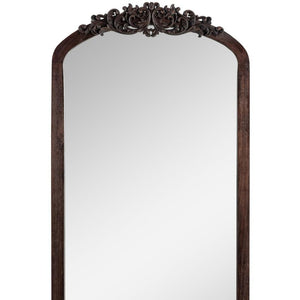 HomeRoots Black Wood Arch Freestanding Mirror - Elegant Ornate Framed Accent for Stylish Home Decor Spaces 708707