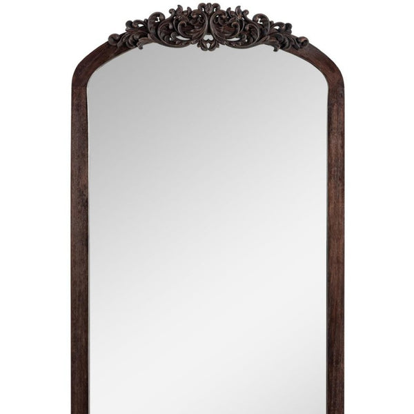 HomeRoots Black Wood Arch Freestanding Mirror - Elegant Ornate Framed Accent for Stylish Home Decor Spaces 708707