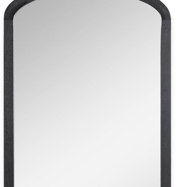 HomeRoots White Wood Arch Freestanding Accent Mirror - Ornate Design for Elegant Home Décor & Bright Spaces 708708