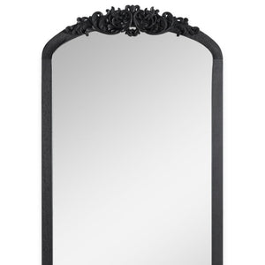 HomeRoots White Wood Arch Freestanding Accent Mirror - Ornate Design for Elegant Home Décor & Bright Spaces 708708