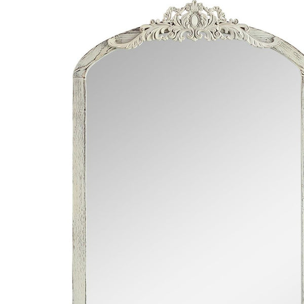 HomeRoots Black Wood Arch Freestanding Accent Mirror - Ornate Framed Design for Elegant Home Décor & Style 708709
