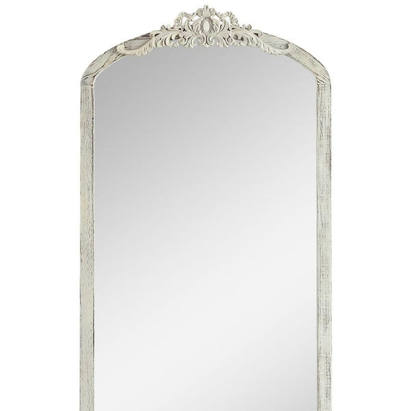 HomeRoots Black Wood Arch Freestanding Accent Mirror - Ornate Framed Design for Elegant Home Décor & Style 708709
