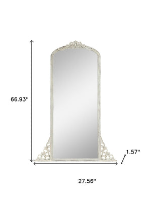 HomeRoots Black Wood Arch Freestanding Accent Mirror - Ornate Framed Design for Elegant Home Décor & Style 708709