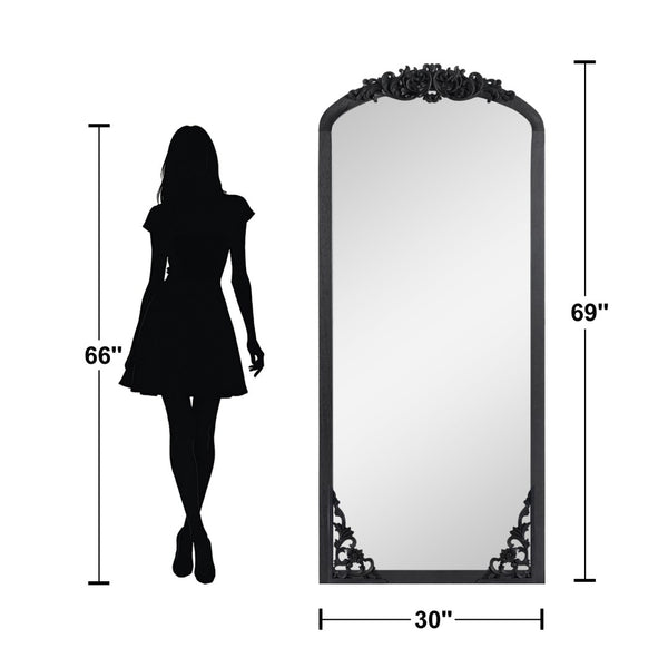 HomeRoots Gold Freestanding Arched Accent Mirror with Ornate Frame - Elegant Design for Any Room Decor 708710