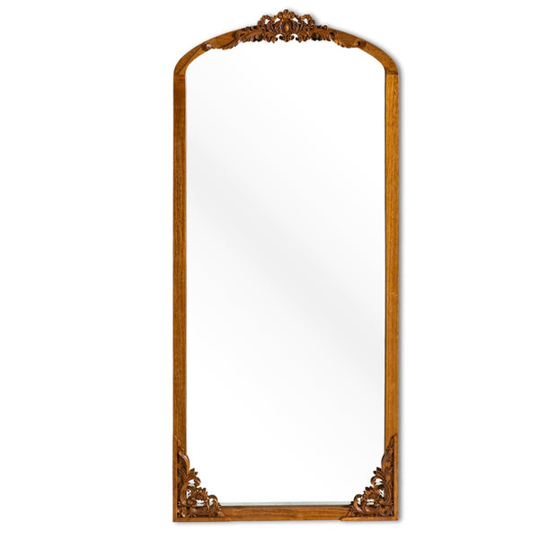 HomeRoots Black Arched Freestanding Accent Mirror with Ornate Aluminum Frame – Elegant Home Décor Statement Piece 708711
