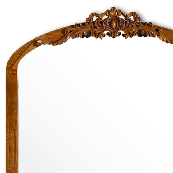 HomeRoots Black Arched Freestanding Accent Mirror with Ornate Aluminum Frame – Elegant Home Décor Statement Piece 708711