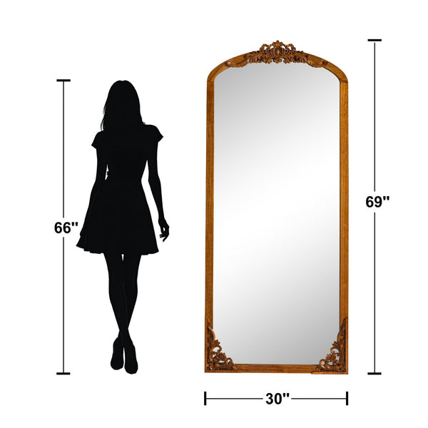 HomeRoots Black Arched Freestanding Accent Mirror with Ornate Aluminum Frame – Elegant Home Décor Statement Piece 708711