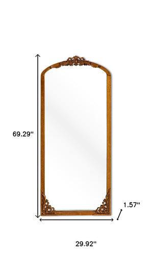 HomeRoots Black Arched Freestanding Accent Mirror with Ornate Aluminum Frame – Elegant Home Décor Statement Piece 708711