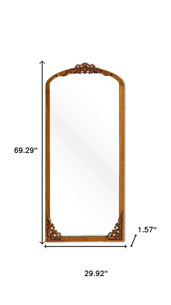 HomeRoots Black Arched Freestanding Accent Mirror with Ornate Aluminum Frame – Elegant Home Décor Statement Piece 708711