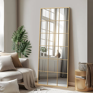 HomeRoots White Freestanding Ornate Framed Accent Mirror - Elegant Full-Length Reflection for Any Room Decor 708714
