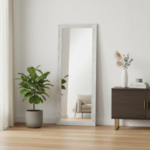 HomeRoots Brown Freestanding Ornate Accent Mirror with Carved Frame - Elevate Your Space with Style! 708715