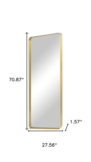 HomeRoots Gold Aluminum Freestanding Accent Mirror with Ornate Frame - Elevate Your Space in Style! 708718