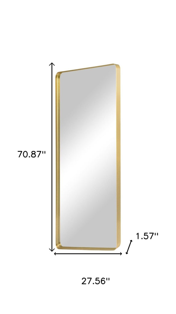 HomeRoots Gold Aluminum Freestanding Accent Mirror with Ornate Frame - Elevate Your Space in Style! 708718