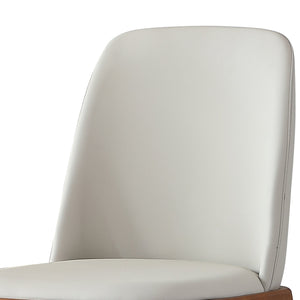 English Elm Dining Velvet Dining Chair Set of 2 with Ergonomic Arc Back, PU Leather, Wooden Legs, Modern Style Gray W2699P215100