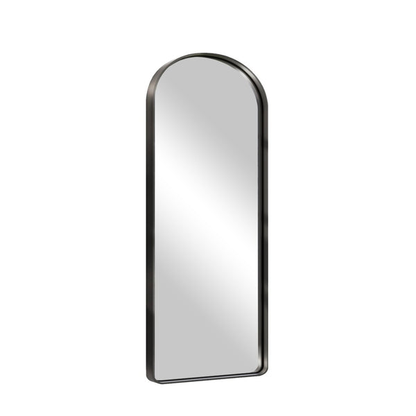 HomeRoots Black Freestanding Ornate Framed Accent Mirror - Arched Design for Elegant Spaces & Bright Interiors 708720