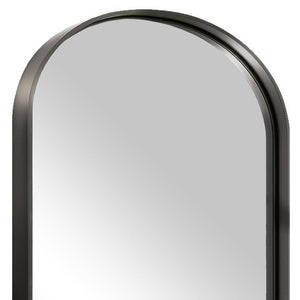 HomeRoots Black Freestanding Ornate Framed Accent Mirror - Arched Design for Elegant Spaces & Bright Interiors 708720
